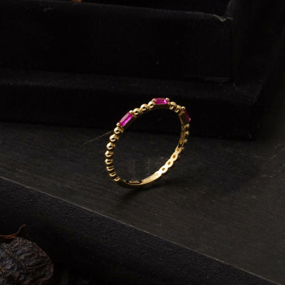 14K Yellow Gold Minimalist Baguette Cubic Zirconia Ring (1.23 g)