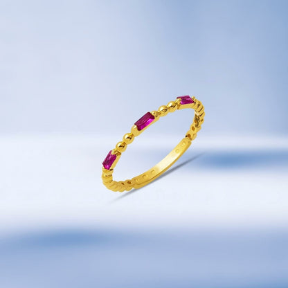 14K Yellow Gold Minimalist Baguette Cubic Zirconia Ring (1.23 g)