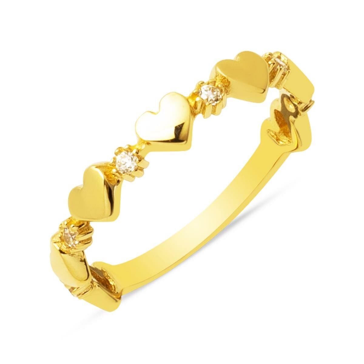 14K Yellow Gold Minimalist Heart Cubic Zirconia Ring (1.73 g)