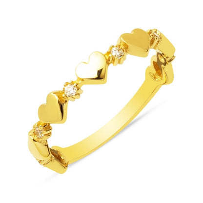 14K Yellow Gold Minimalist Heart Cubic Zirconia Ring (1.73 g)