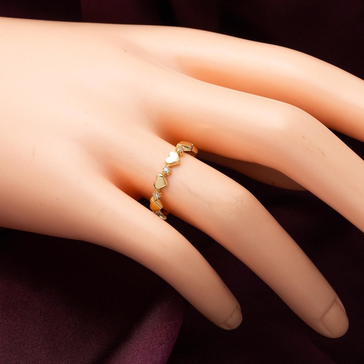 14K Yellow Gold Minimalist Heart Cubic Zirconia Ring (1.73 g)