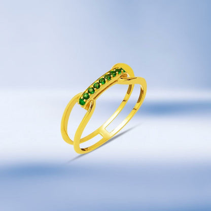 14K Yellow Gold Minimalist Design Cubic Zirconia Ring
