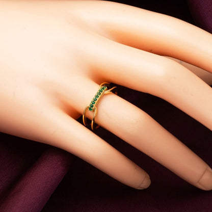 14K Yellow Gold Minimalist Design Cubic Zirconia Ring