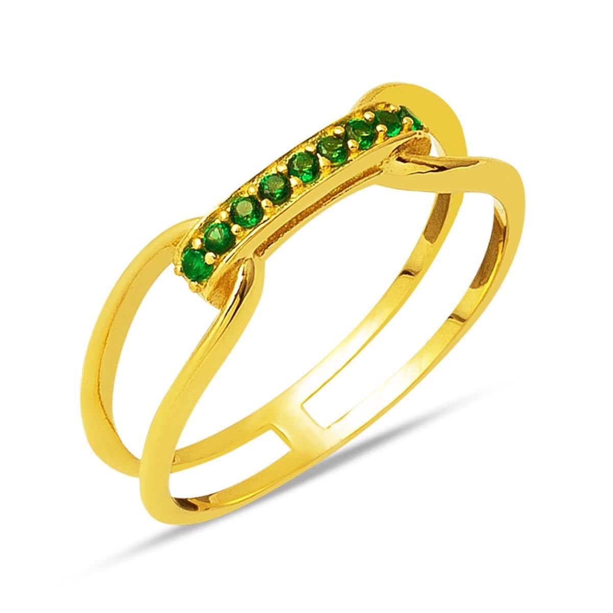 14K Yellow Gold Minimalist Design Cubic Zirconia Ring