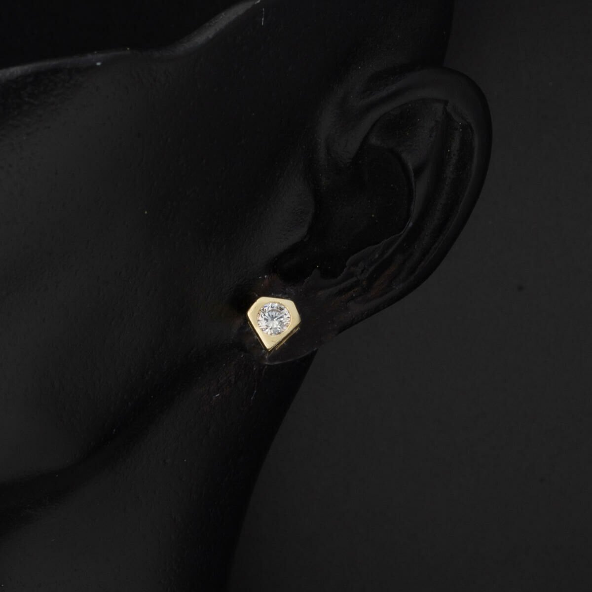 14K Yellow Gold Minimalist Solitaire Cubic Zirconia Necklace and Earrings Set