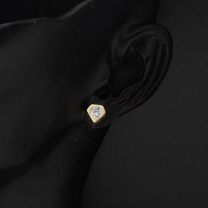 14K Yellow Gold Minimalist Solitaire Cubic Zirconia Necklace and Earrings Set