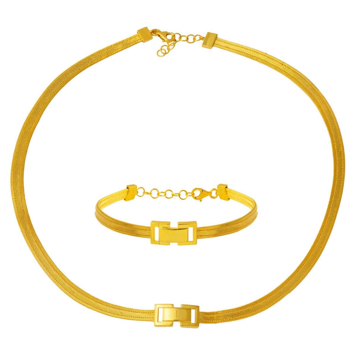 22K Yellow Gold Minimalist Trabzon Mesh Jewelry Set