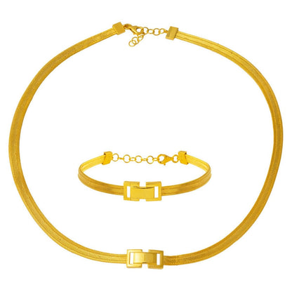 22K Yellow Gold Minimalist Trabzon Mesh Jewelry Set