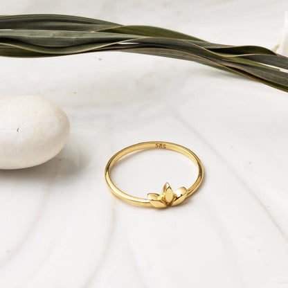 14K Yellow Gold Minimalist Trendy Design Ring