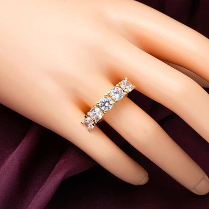 14K Yellow Gold Mizar Five Stone Cubic Zirconia Ring