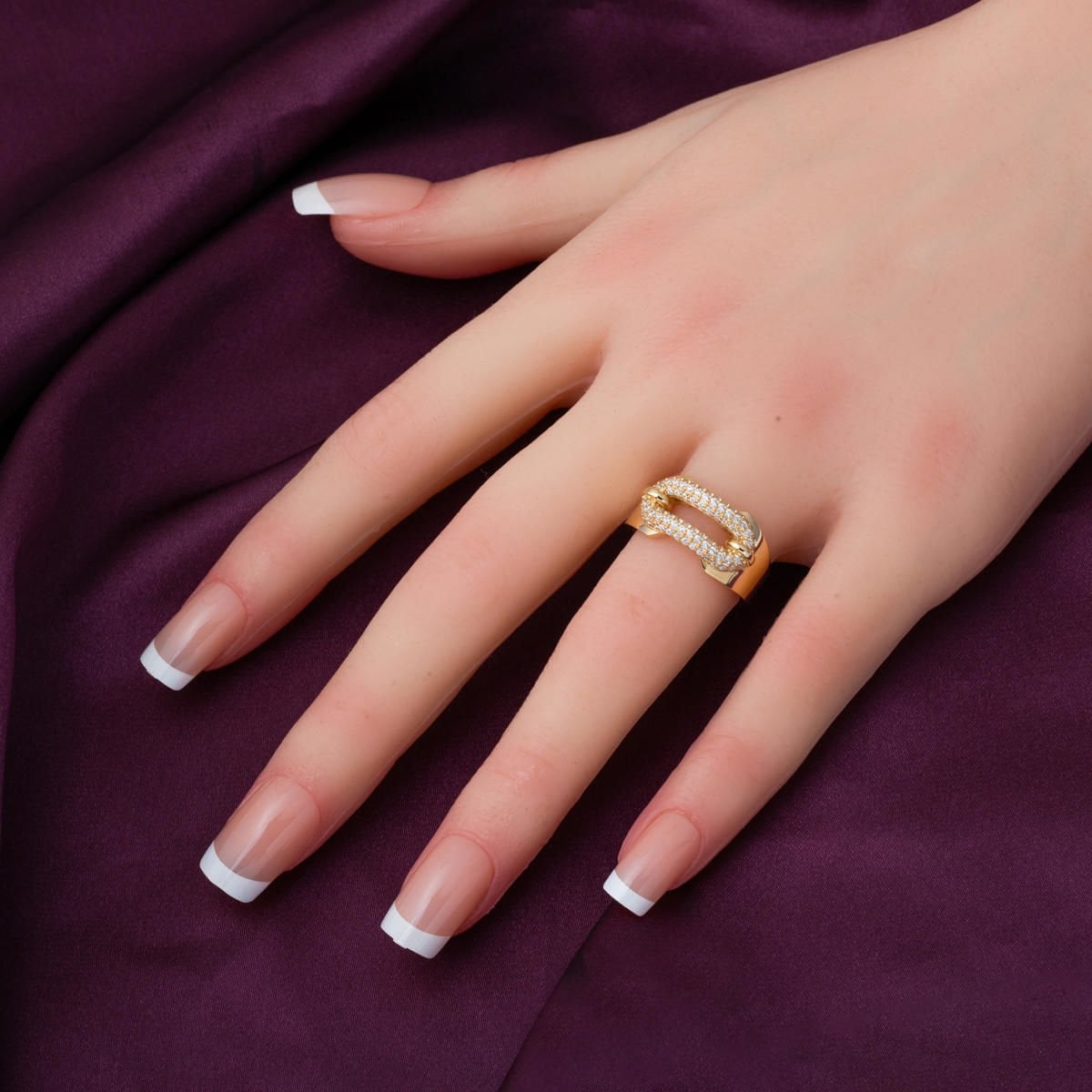 14K Yellow Gold Modern Design Women's Cubic Zirconia Ring