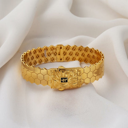 14K Yellow Gold Modern Hinged Cuff Bracelet