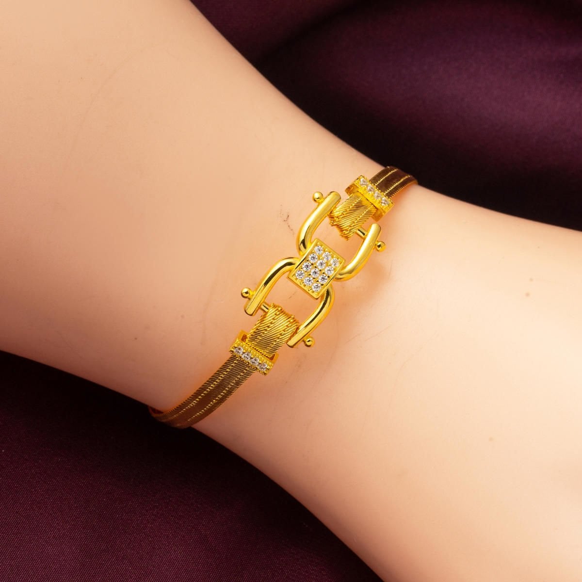 14K Yellow Gold Modern Trabzon Mesh Cubic Zirconia Set