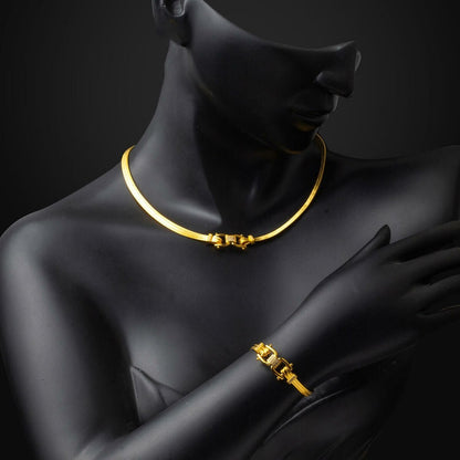 14K Yellow Gold Modern Trabzon Mesh Cubic Zirconia Set