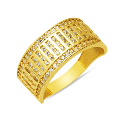 14K Yellow Gold Modern Half Eternity Cubic Zirconia Ring