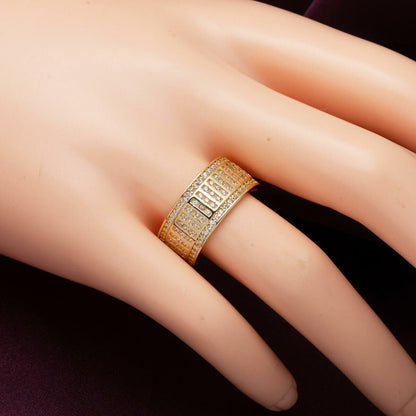 14K Yellow Gold Modern Half Eternity Cubic Zirconia Ring