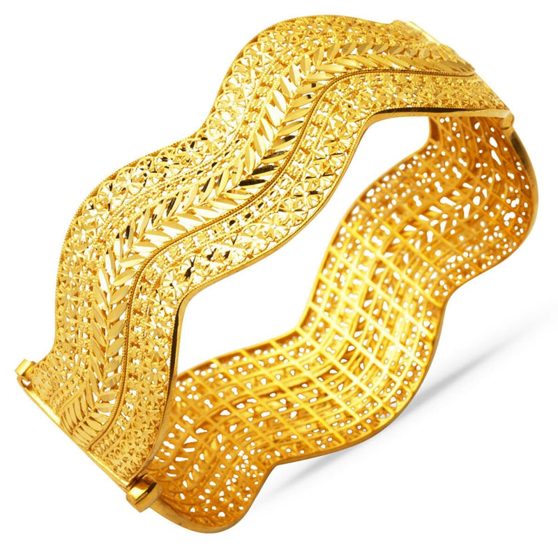 22K Yellow Gold Modern Hinged Cuff Bangle