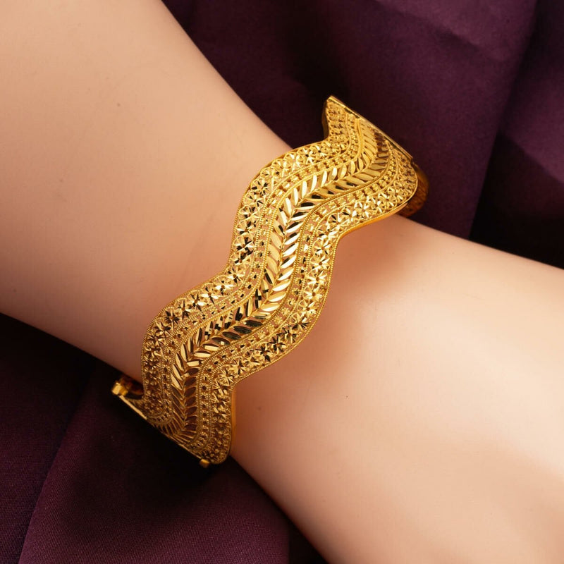 22K Yellow Gold Modern Hinged Cuff Bangle