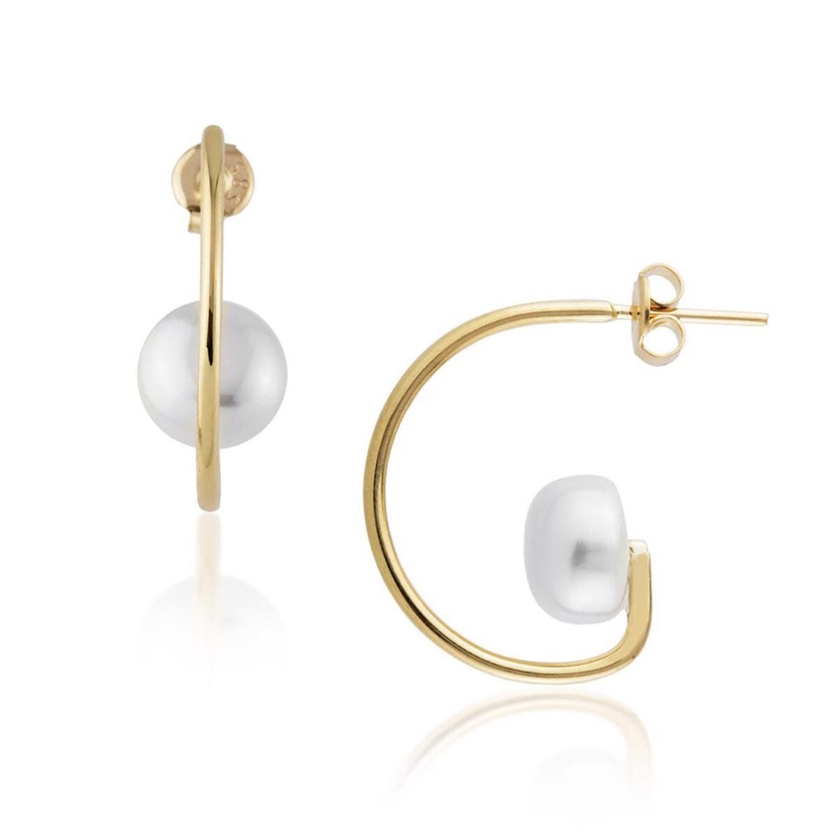 14K Yellow Gold Mona Pearl Earrings