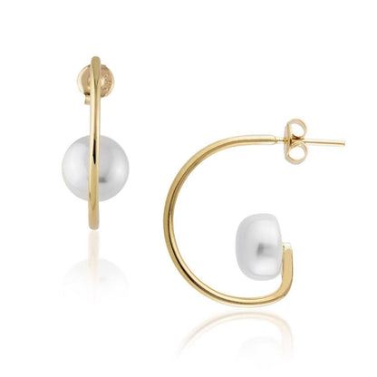14K Yellow Gold Mona Pearl Earrings