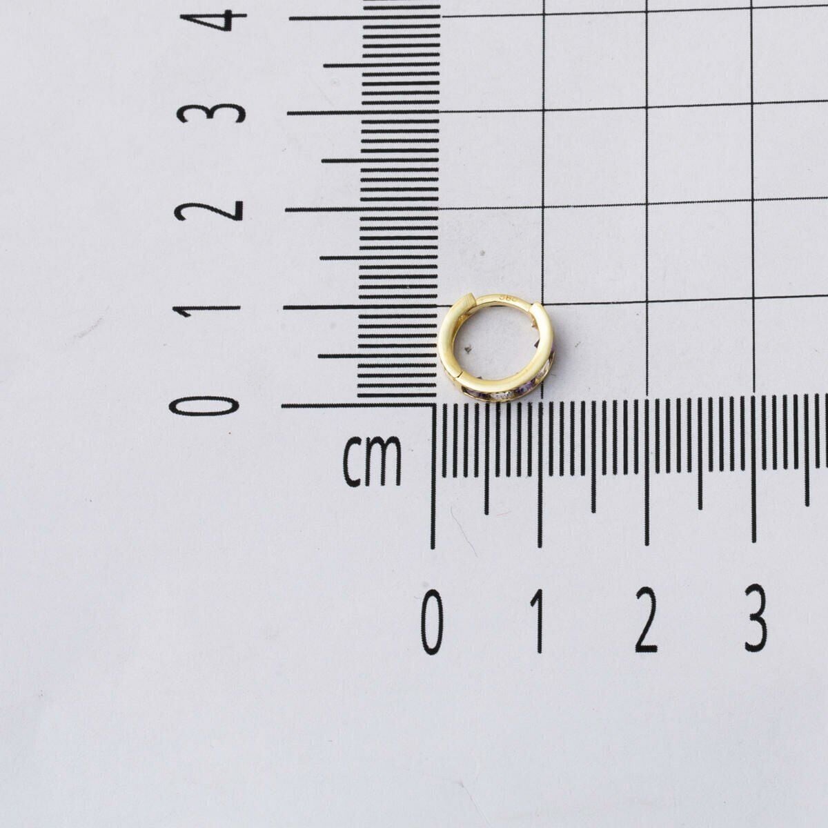 14K Yellow Gold Purple Cubic Zirconia Hoop Baby Girl's Earrings