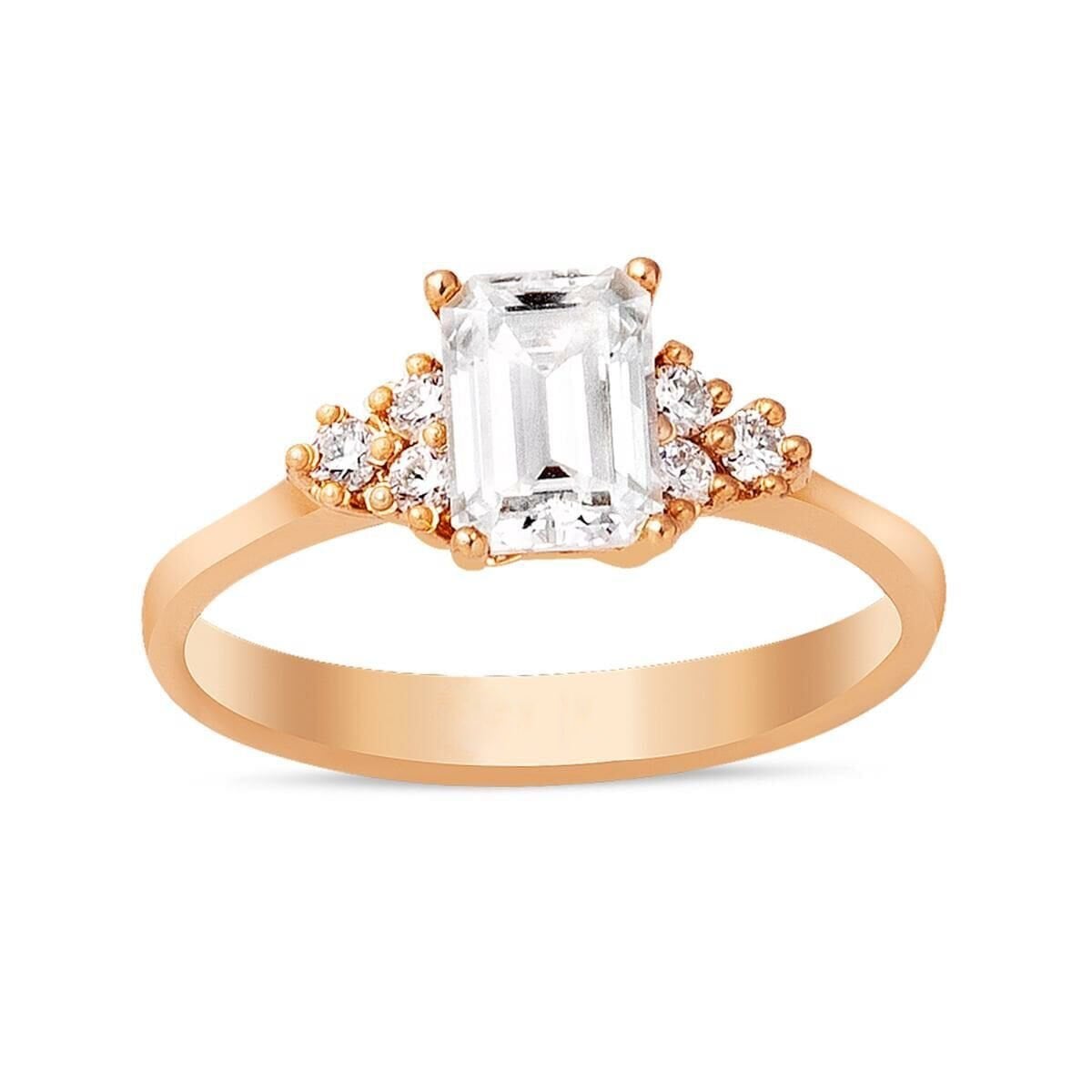 14K Rose Gold 1 Ct Baguette Moissanite Ring