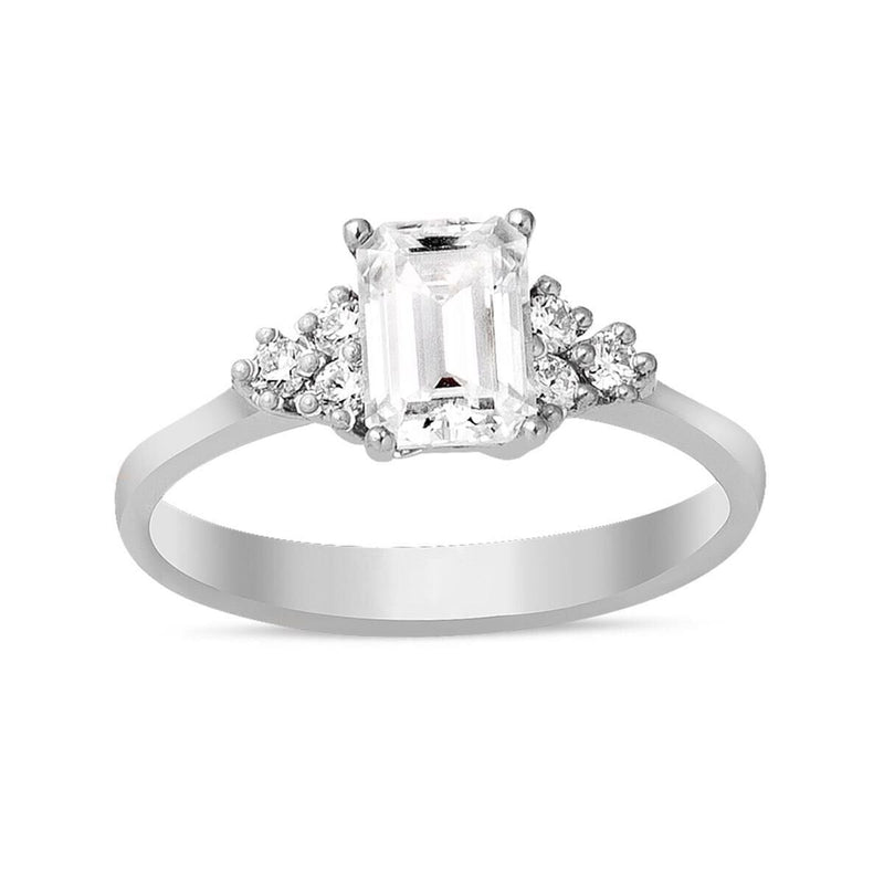 14K White Gold 1.00 Ct Baguette Moissanite Ring (2.36 g)