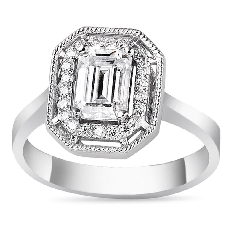 14K White Gold 1.20 Ct Moissanite Baguette Ring