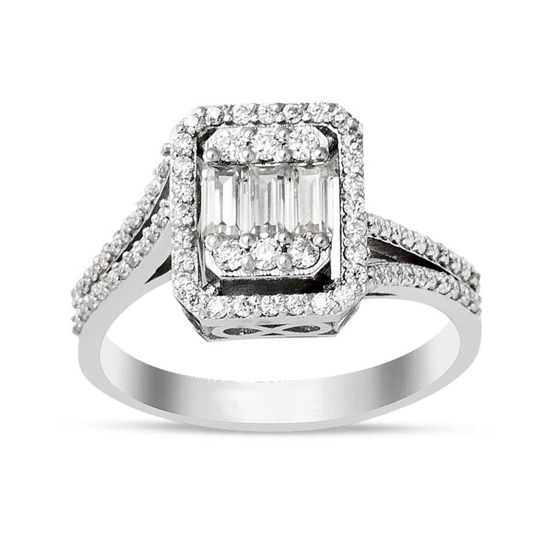 14K White Gold 0.70 Ct Baguette Moissanite Ring