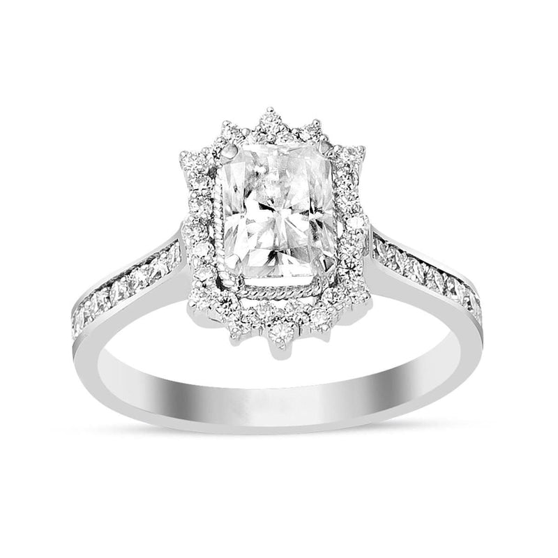 14K White Gold 1.40 Ct Baguette Moissanite Ring