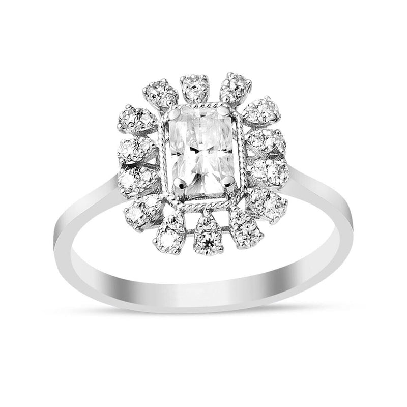 14K White Gold 1.00 Ct Baguette Moissanite Ring