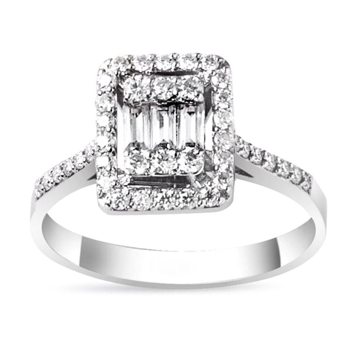 14K White Gold 1.00 Ct Baguette Moissanite Ring (3.33 g)