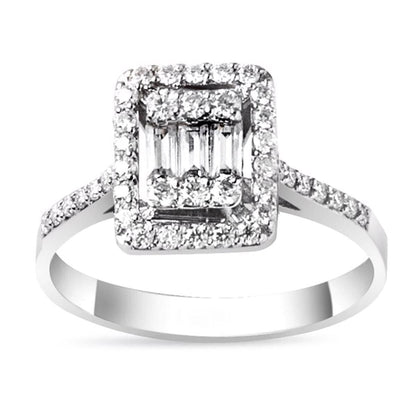 14K White Gold 1.00 Ct Baguette Moissanite Ring (3.33 g)