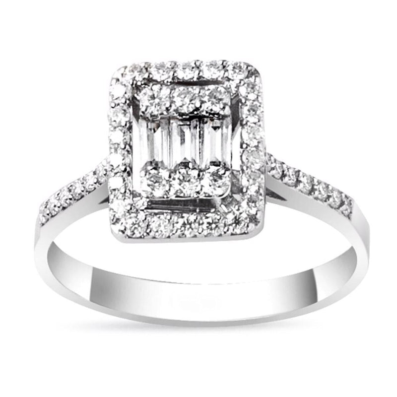 14K White Gold 1.00 Ct Baguette Moissanite Ring (3.33 g)