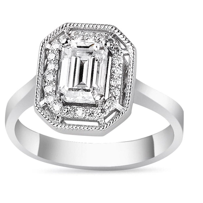 14K White Gold 1.15 Ct Baguette Moissanite Ring