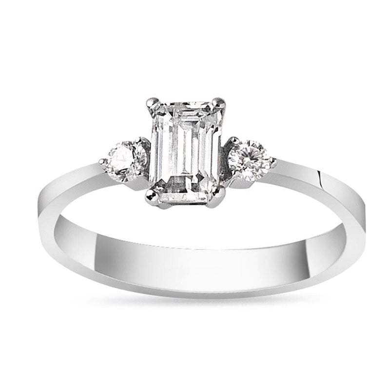 14K White Gold 0.70 Ct Baguette Moissanite Ring (2.25 g)