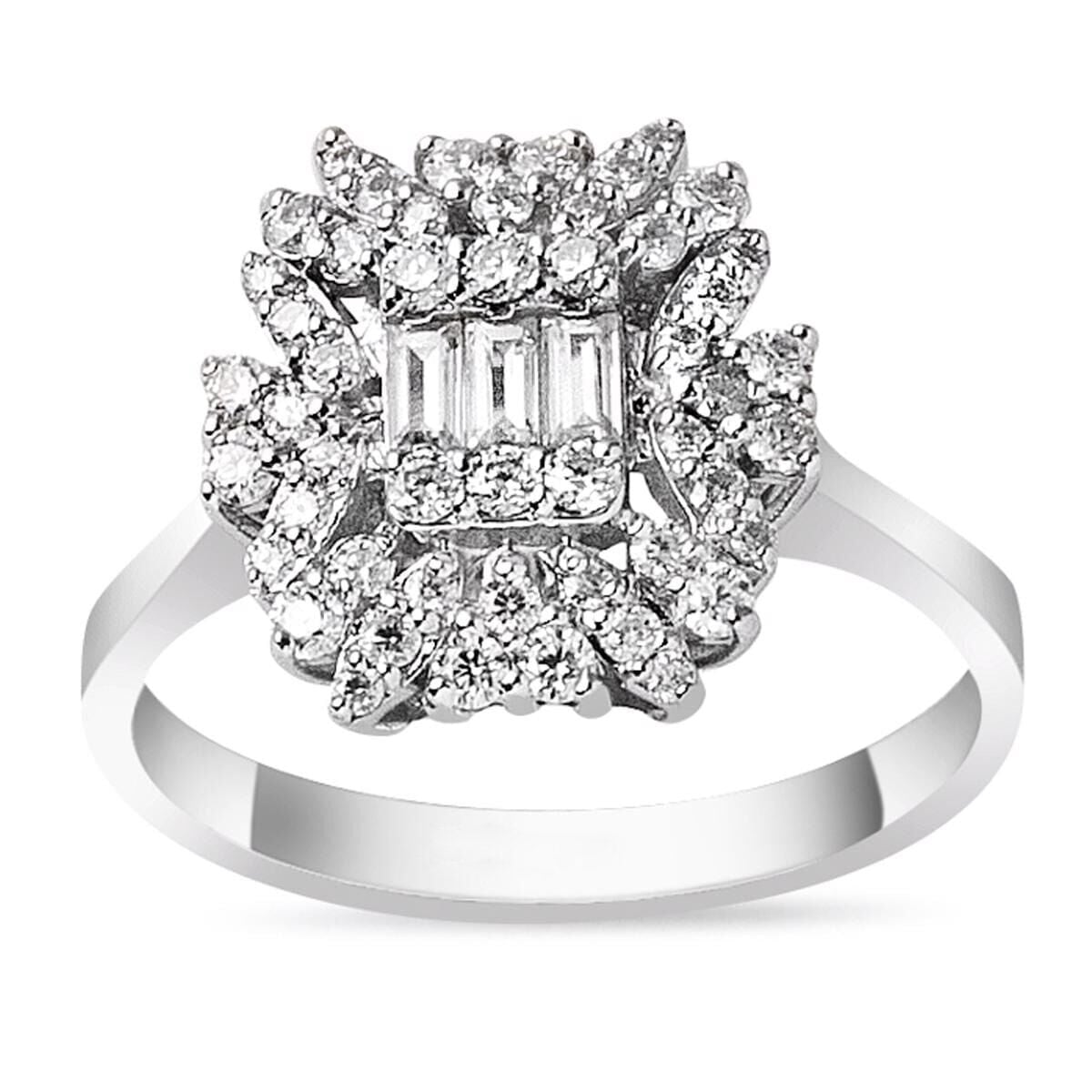 14K White Gold 0.55 Ct Baguette Moissanite Ring