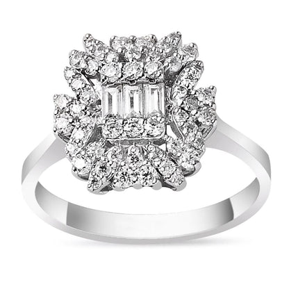 14K White Gold 0.55 Ct Baguette Moissanite Ring