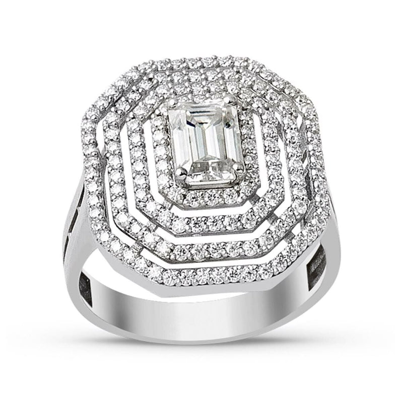 14K White Gold 2 Ct Baguette Moissanite Ring