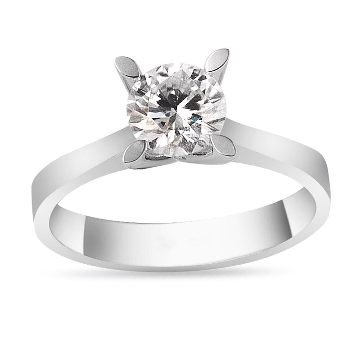 14K White Gold 1.00 Ct Solitaire Moissanite Ring