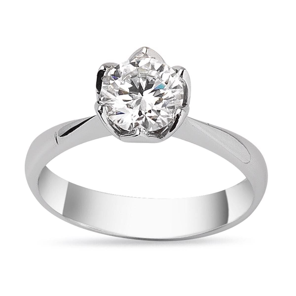 14K White Gold 1.00 Ct Solitaire Moissanite Ring