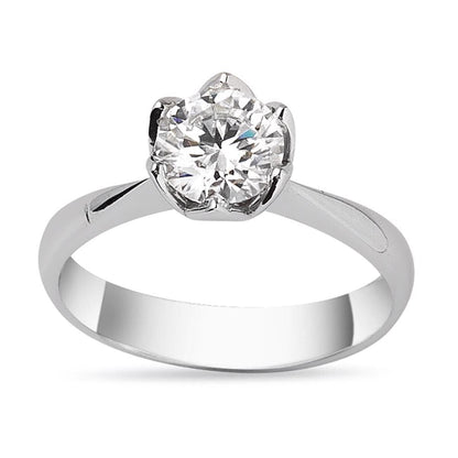 14K White Gold 1.00 Ct Solitaire Moissanite Ring