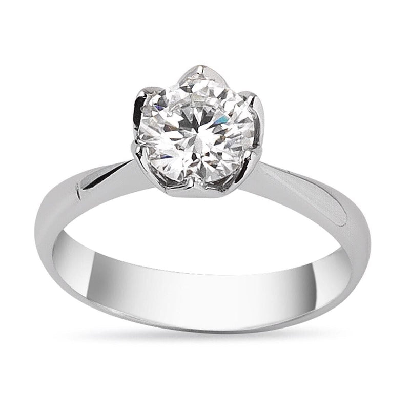 14K White Gold 1.00 Ct Solitaire Moissanite Ring