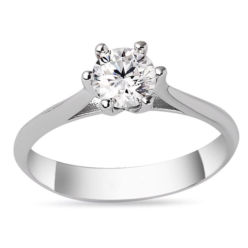 14K White Gold 0.60 Ct Moissanite Solitaire Ring