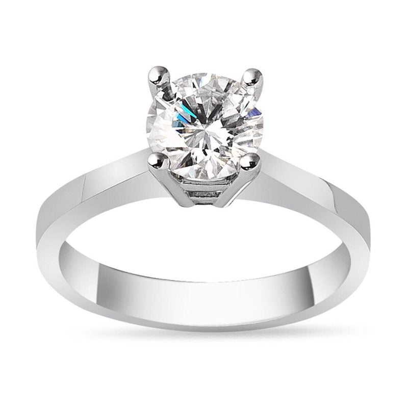 14K White Gold 1.20 Ct Round Cut Moissanite Solitaire Ring
