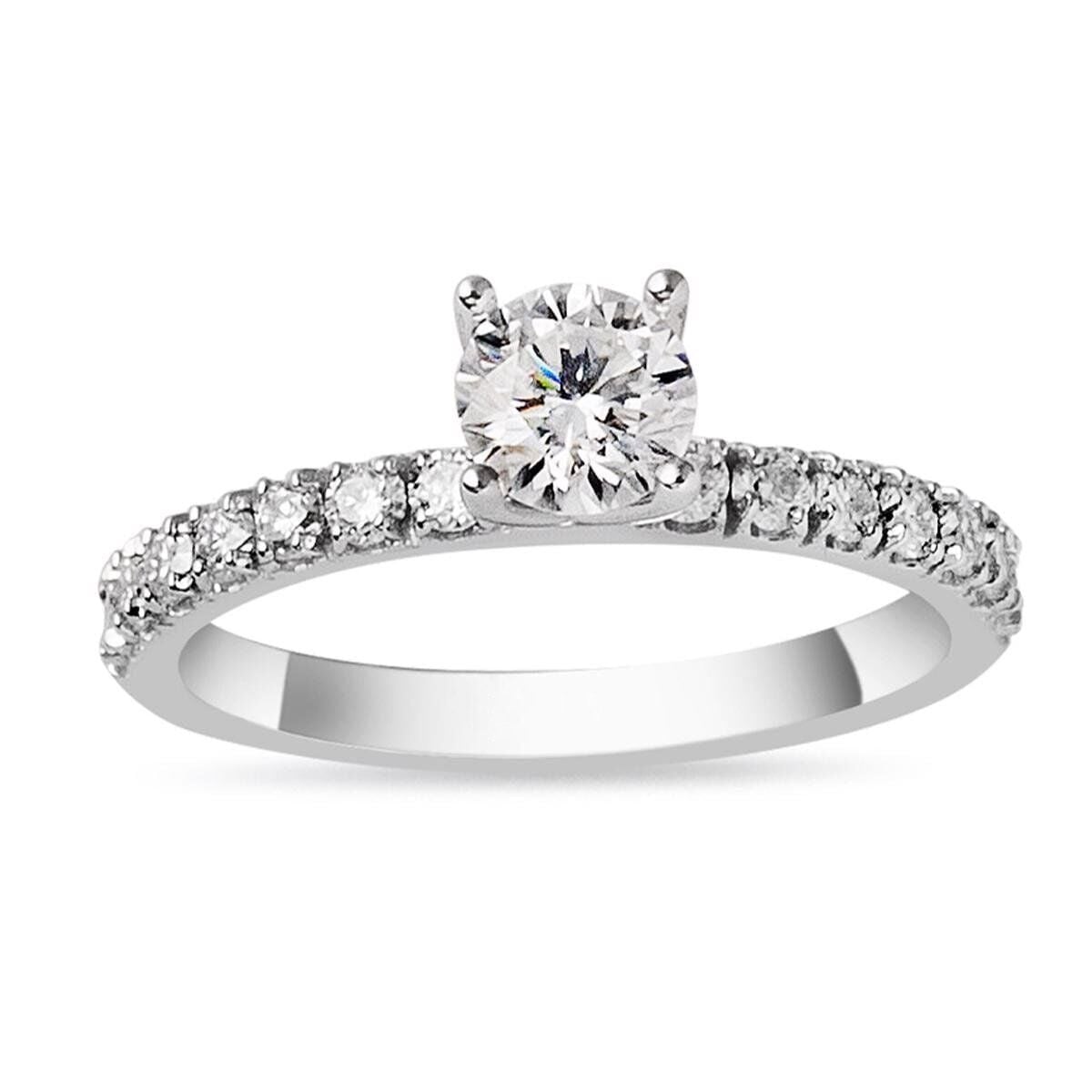 14K White Gold 0.75 Ct Moissanite Solitaire Ring