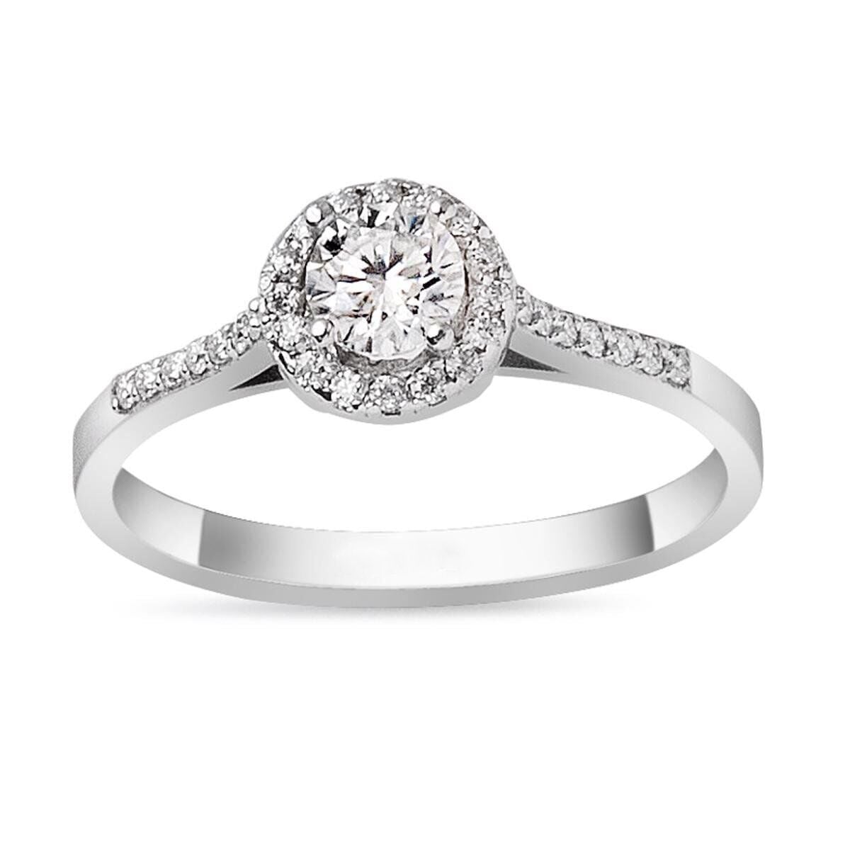 14K White Gold Moissanite Solitaire Ring