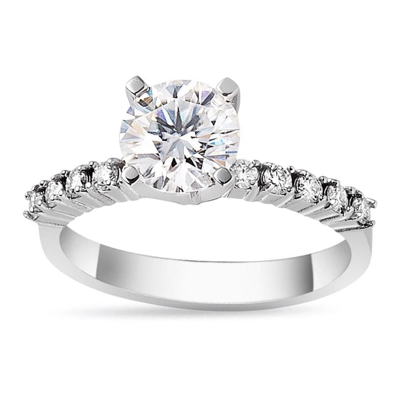 14K White Gold 1.37 Ct Solitaire Moissanite Ring