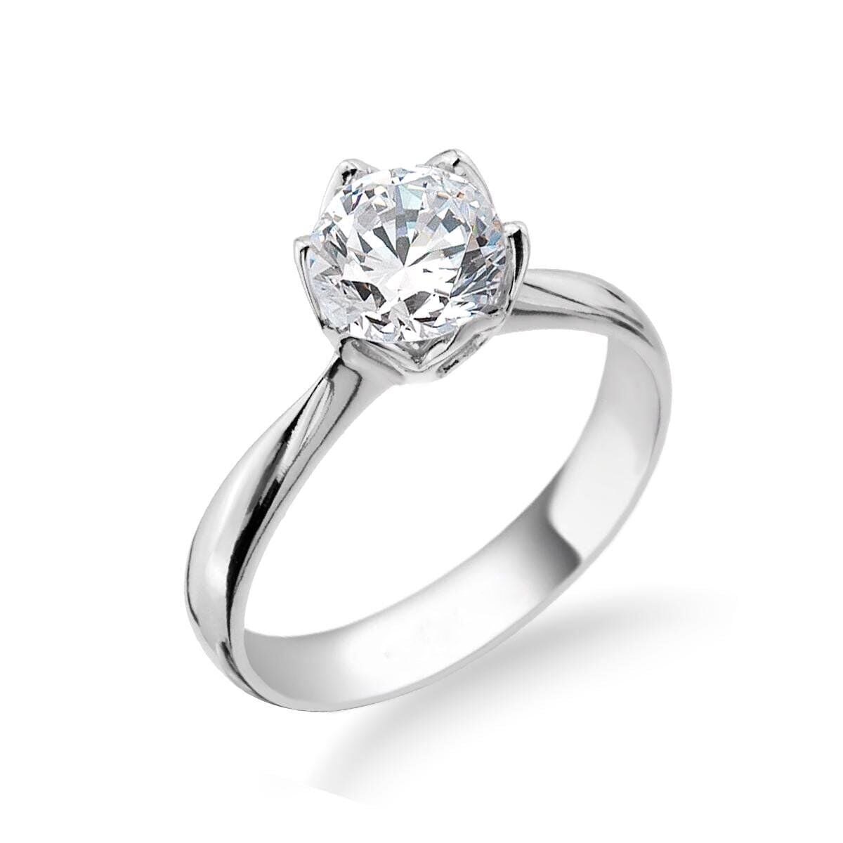 14K White Gold 1.00 Ct Solitaire Moissanite Ring (3.2 g)