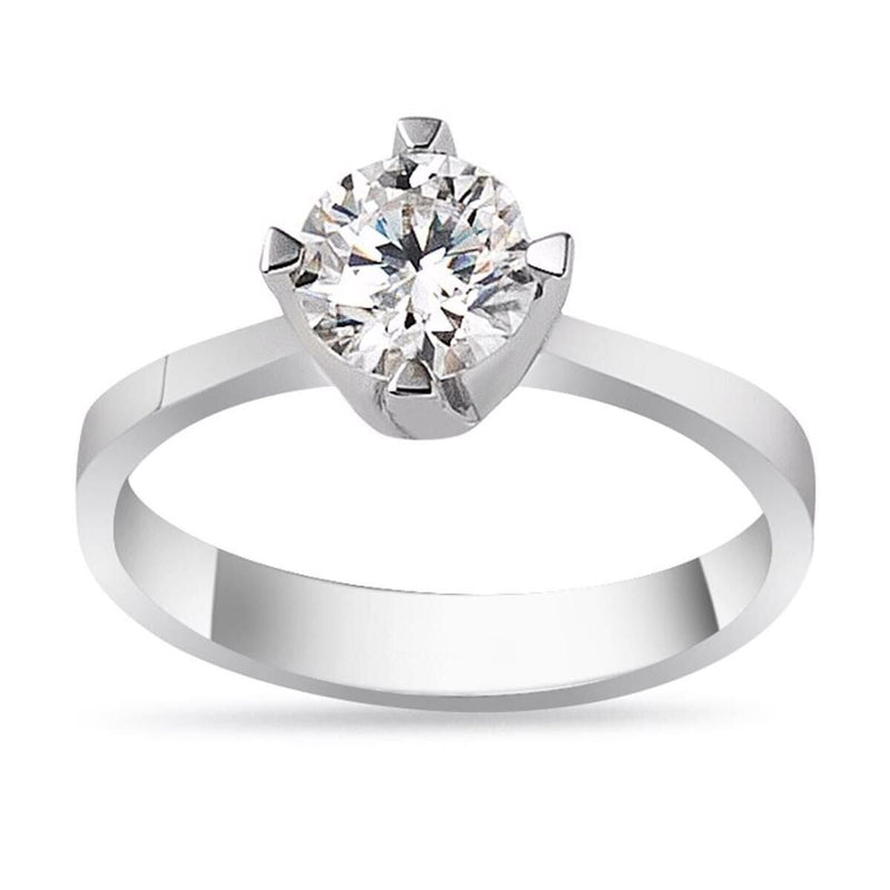 14K White Gold 1.00 Ct Round Cut Moissanite Solitaire Ring